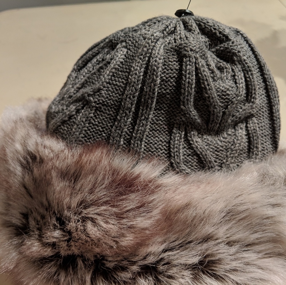 Super warm furry knit beanie hat